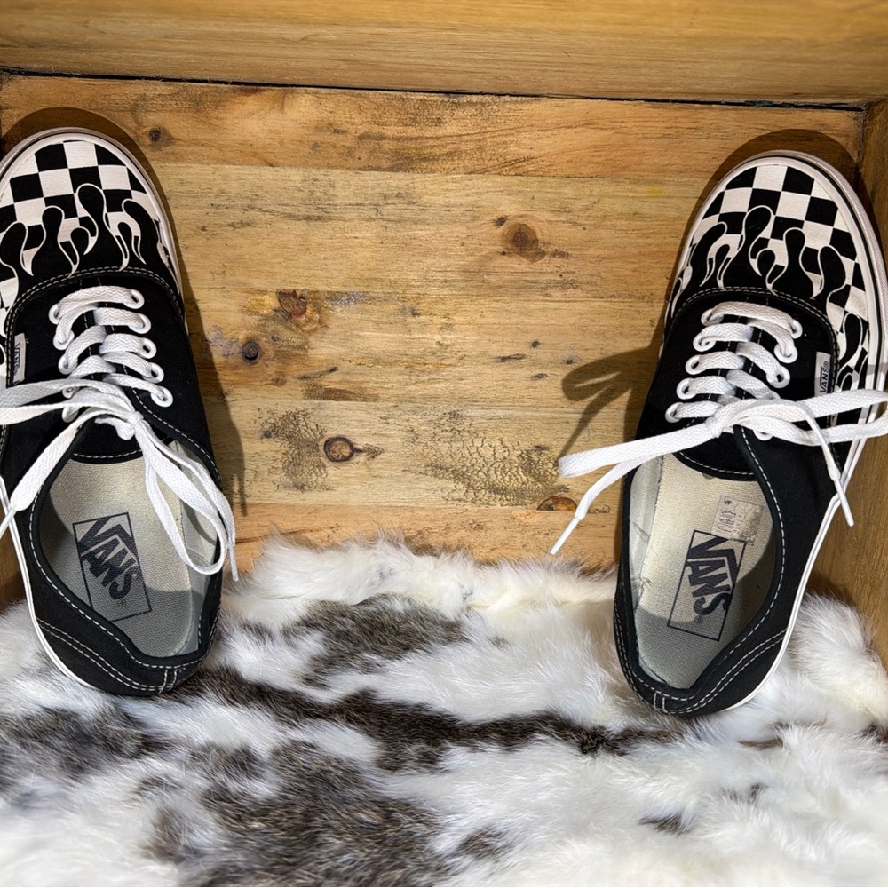 Vans Black and White Flame Checkered Sneakers - Picture 11 of 11